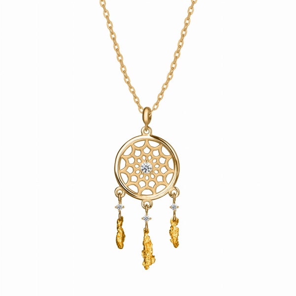 Naszyjnik "Łapacz Snów" z diamentami z żółtego złota 